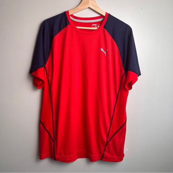 Puma Men's Red and Blue Sport Tee Shirt Size Large EUC - Picture 1 of 7
